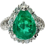 11.5号 雫/しずくデザイン エメラルド 2.12ct ダイヤモンド 0.95ct リング・指輪 Pt900プラチナ 8.9g レディース 【中古】【真子質店】【NN】 【TTxx】