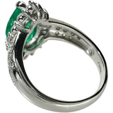 11.5号 雫/しずくデザイン エメラルド 2.12ct ダイヤモンド 0.95ct リング・指輪 Pt900プラチナ 8.9g レディース 【中古】【真子質店】【NN】 【TTxx】