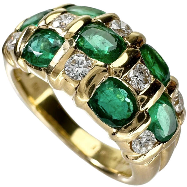 10.5号 エメラルド 1.59ct ダイヤモンド 0.31ct リング・指輪 K18ゴールド 18金 7.6g レディース 【中古】【真子質店】【NN】 【IxMoY】