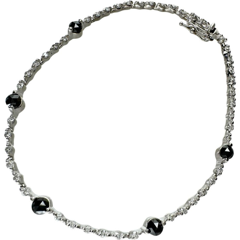 ブラックダイヤモンド/ダイヤモンド 1.70ct ブレスレット K18WGホワイトゴールド 18金 6.3g 17.5cm レディース 【中古】【真子質店】【NN】 【SSx】