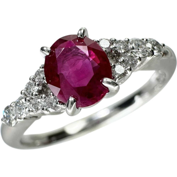 15号 ルビー 0.66ct ダイヤモンド 0.17ct リング・指輪 K18WGホワイトゴールド 18金 3.0g レディース 【中古】【真子質店】【NN】 【MoMaS】