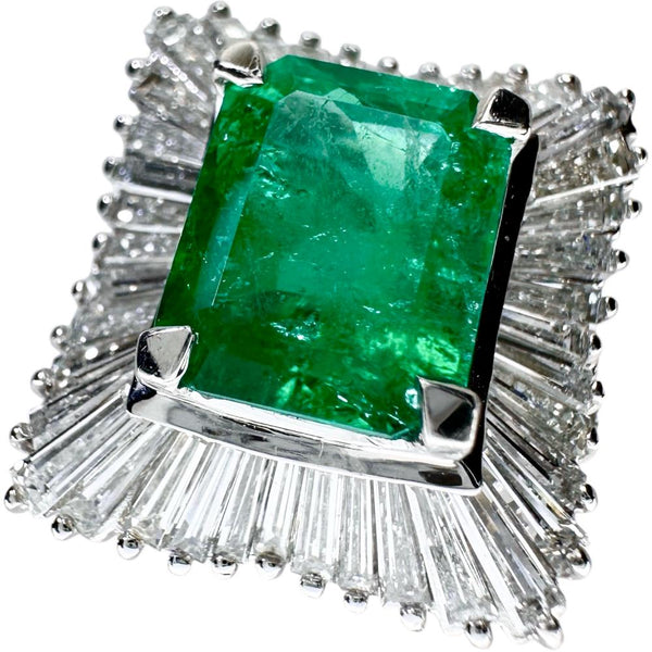 11.5号 エメラルド 2.35ct ダイヤモンド 1.28ct リング・指輪 Pt900プラチナ 9.4g レディース 【中古】【真子質店】【NN】 【TTKK】