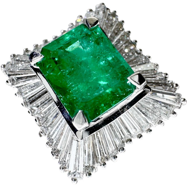11.5号 エメラルド 2.35ct ダイヤモンド 1.28ct リング・指輪 Pt900プラチナ 9.4g レディース 【中古】【真子質店】【NN】 【TTKK】