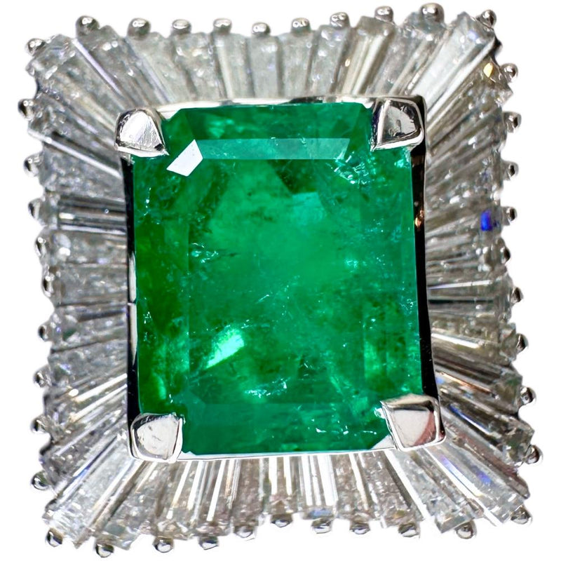 11.5号 エメラルド 2.35ct ダイヤモンド 1.28ct リング・指輪 Pt900プラチナ 9.4g レディース 【中古】【真子質店】【NN】 【TTKK】