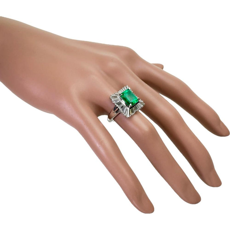 11.5号 エメラルド 2.35ct ダイヤモンド 1.28ct リング・指輪 Pt900プラチナ 9.4g レディース 【中古】【真子質店】【NN】 【TTKK】