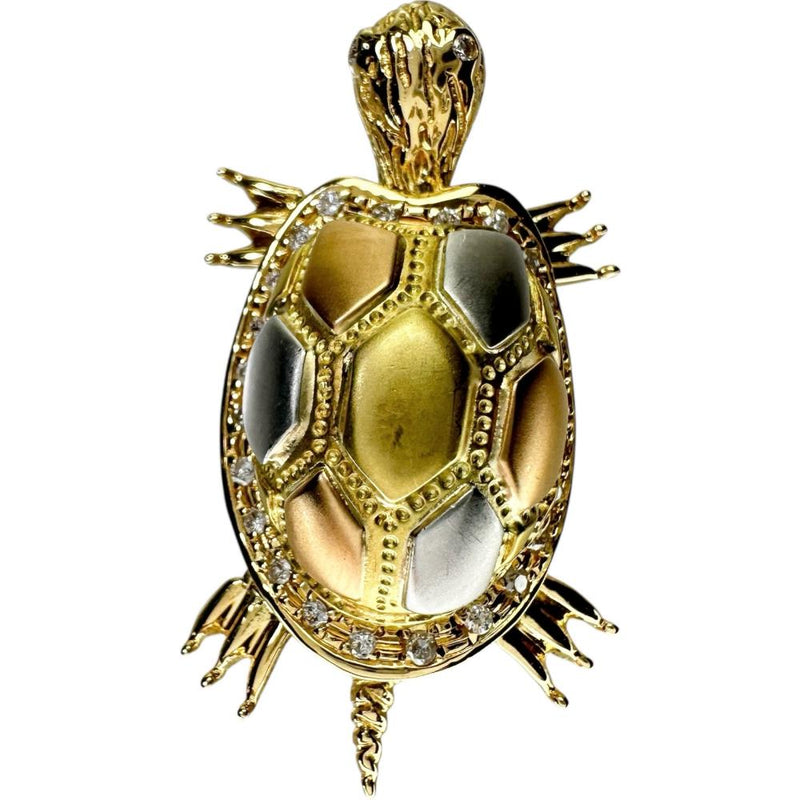 亀/カメ 観音様 縁起物 開閉式 ダイヤモンド 計0.18ct ペンダントトップ K18ゴールド 18金/Pt900プラチナ 8.9g レディース 【中古】【真子質店】【NN】 【IIKK】