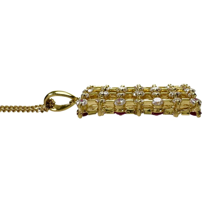 ルビー 計0.72ct ダイヤモンド 計1.30ct ネックレス K18ゴールド 18金 5.7g 40cm レディース 【中古】【真子質店】【NN】 【IIxx】