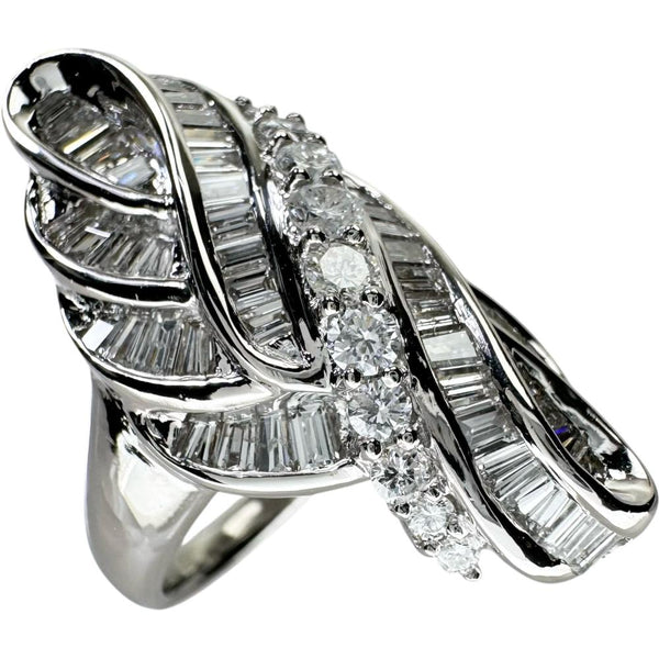 12号 ダイヤモンド 計3.00ct リング・指輪 Pt900プラチナ 17.7g レディース 【中古】【真子質店】【NN】 【IYIK】