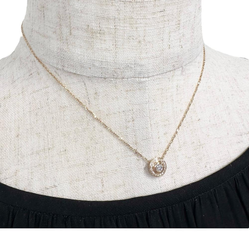 【CARTIER/カルティエ】 ダイヤ入り ダイヤモンド(中央:推定0.2ct程度) ネックレス ダムール K18ゴールド 18金 3.6g 41cm レディース 【中古】【真子質店】【GD】 【TTxx】
