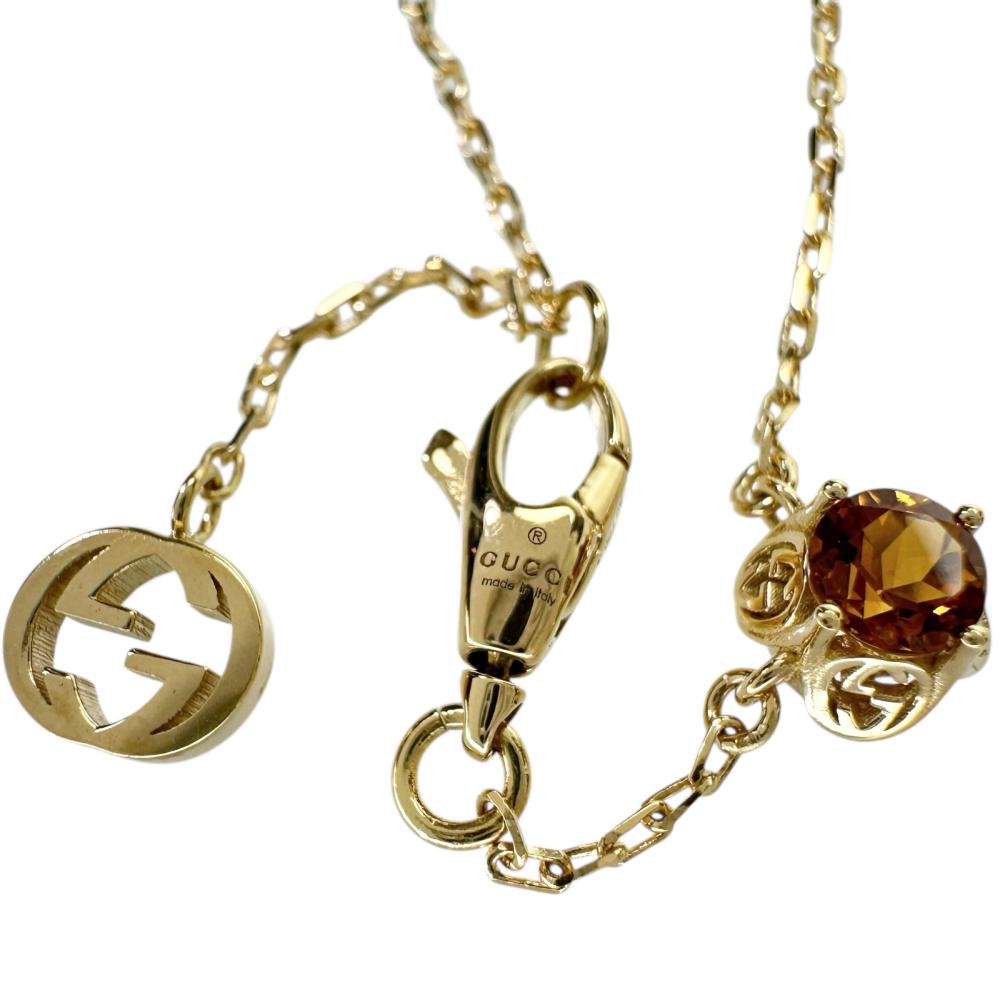 GUCCI/グッチ】 マルチストーン ネックレス インターロッキングG K18