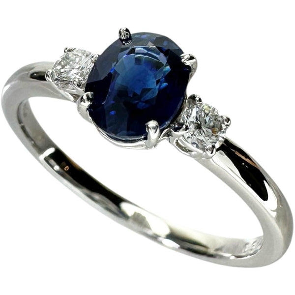 12号 サファイア 0.919ct ダイヤモンド 0.11ct リング・指輪 Pt950プラチナ 2.8g レディース 【中古】【真子質店】【NN】 【MoIK】