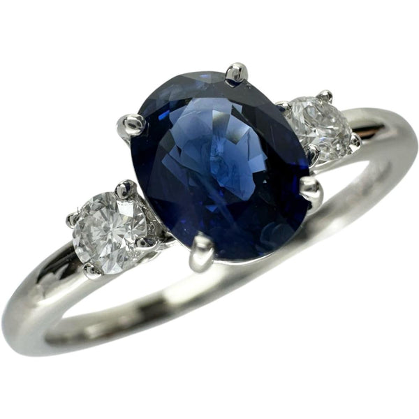 12号 サファイア 0.919ct ダイヤモンド 0.11ct リング・指輪 Pt950プラチナ 2.8g レディース 【中古】【真子質店】【NN】 【MoIK】