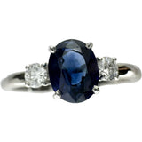 12号 サファイア 0.919ct ダイヤモンド 0.11ct リング・指輪 Pt950プラチナ 2.8g レディース 【中古】【真子質店】【NN】 【MoIK】