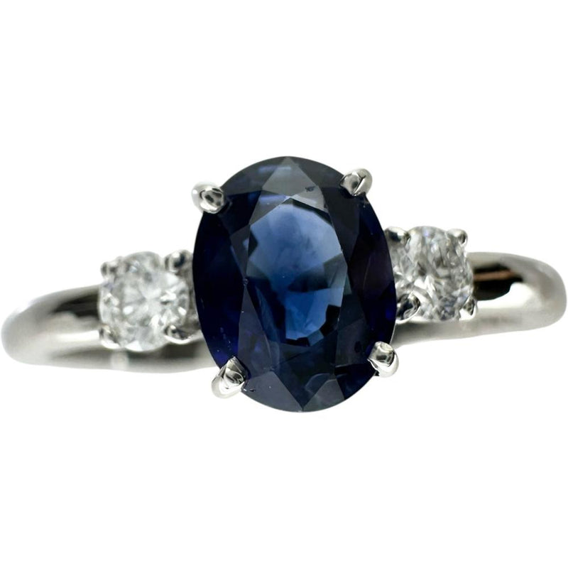 12号 サファイア 0.919ct ダイヤモンド 0.11ct リング・指輪 Pt950プラチナ 2.8g レディース 【中古】【真子質店】【NN】 【MoIK】