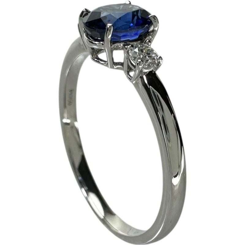 12号 サファイア 0.919ct ダイヤモンド 0.11ct リング・指輪 Pt950プラチナ 2.8g レディース 【中古】【真子質店】【NN】 【MoIK】