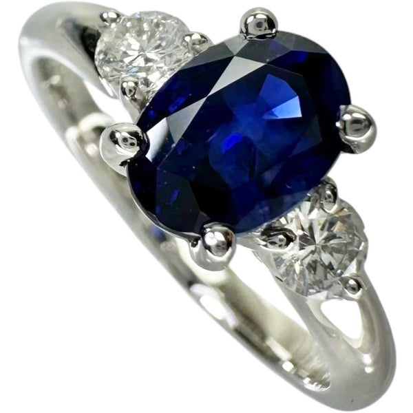 12号 サファイア 1.403ct ダイヤモンド 0.25ct リング・指輪 Pt950プラチナ 4.4g レディース 【中古】【真子質店】【NN】 【IIMoMo】
