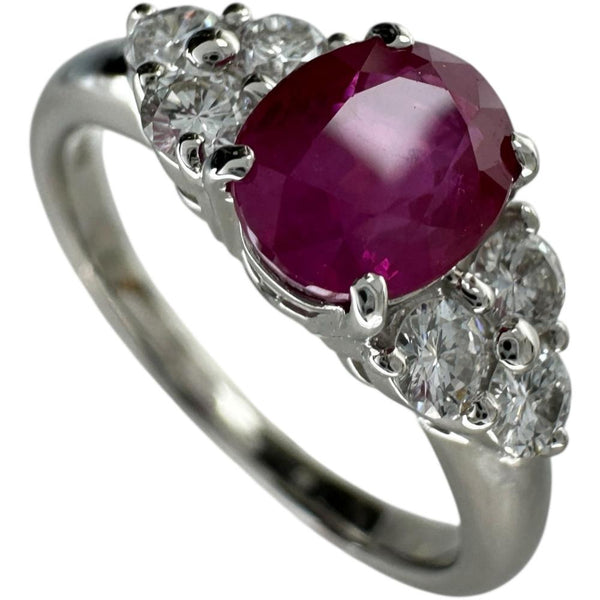 12.5号 ビルマ産ルビー 1.25ct ダイヤモンド 0.36ct リング・指輪 Pt900プラチナ 5.2g レディース 【中古】【真子質店】【NN】 【IMoSMo】