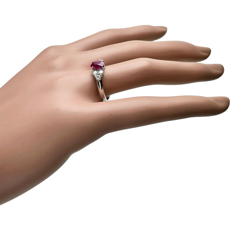 12.5号 ビルマ産ルビー 1.25ct ダイヤモンド 0.36ct リング・指輪 Pt900プラチナ 5.2g レディース 【中古】【真子質店】【NN】 【IMoSMo】