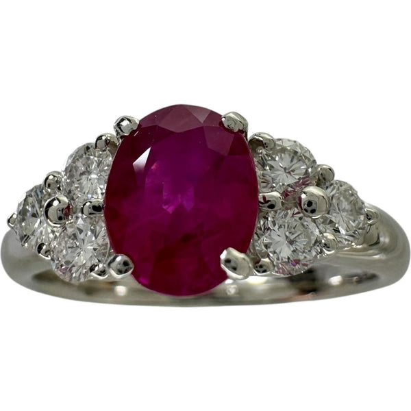 12.5号 ビルマ産ルビー 1.25ct ダイヤモンド 0.36ct リング・指輪 Pt900プラチナ 5.2g レディース 【中古】【真子質店】【NN】 【IMoSMo】