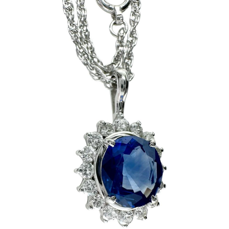 サファイア 1.12ct ダイヤモンド 0.31ct ネックレス Pt900プラチナ/Pt850プラチナ 5.5g 40cm レディース 【中古】【真子質店】【NN】 【MiMoMi】