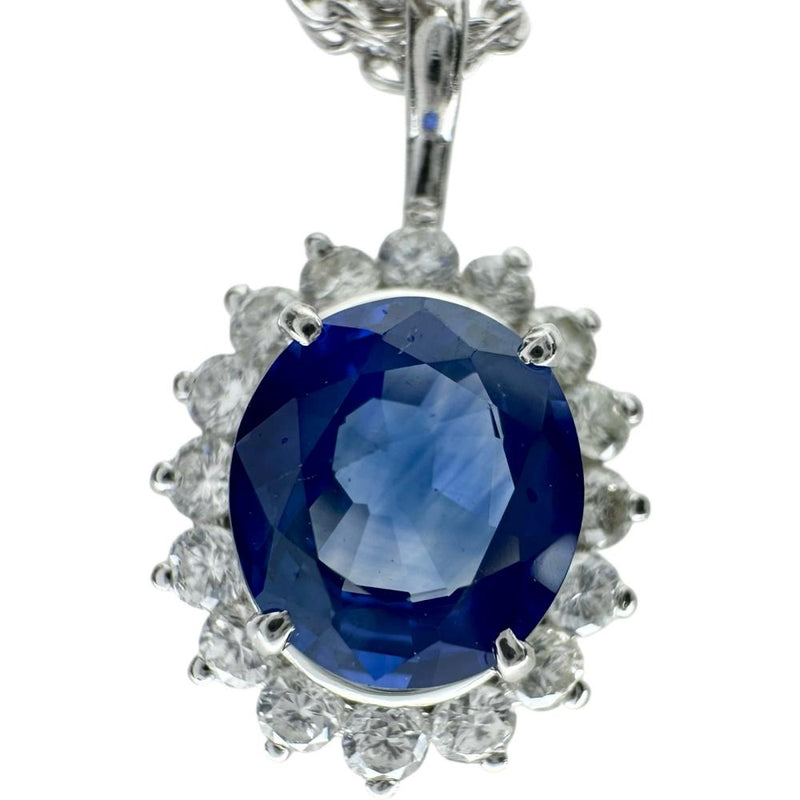 サファイア 1.12ct ダイヤモンド 0.31ct ネックレス Pt900プラチナ/Pt850プラチナ 5.5g 40cm レディース 【中古】【真子質店】【NN】 【MiMoMi】