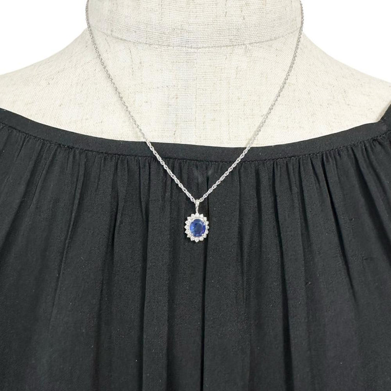 サファイア 1.12ct ダイヤモンド 0.31ct ネックレス Pt900プラチナ/Pt850プラチナ 5.5g 40cm レディース 【中古】【真子質店】【NN】 【MiMoMi】