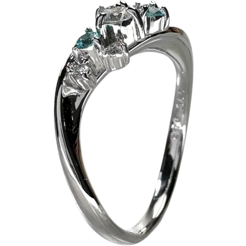 16号 パライバトルマリン 0.12ct ダイヤモンド 0.38ct リング・指輪 K18WGホワイトゴールド 18金 4.6g レディース 【中古】【真子質店】【NN】 【IIxx】