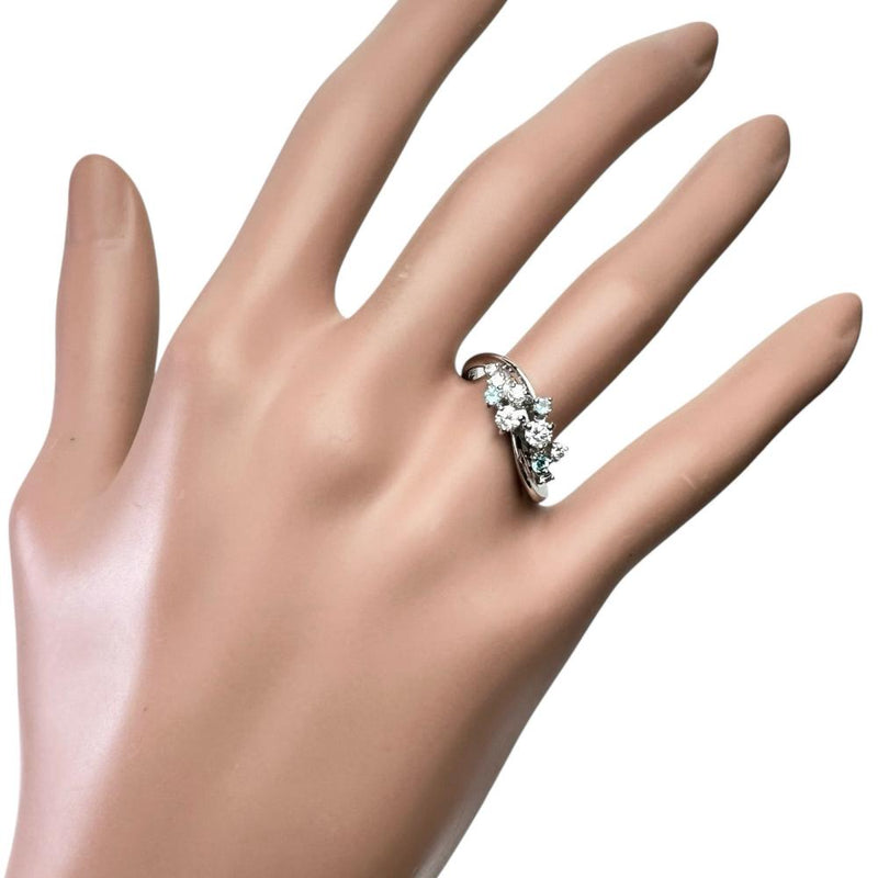 16号 パライバトルマリン 0.12ct ダイヤモンド 0.38ct リング・指輪 K18WGホワイトゴールド 18金 4.6g レディース 【中古】【真子質店】【NN】 【IIxx】