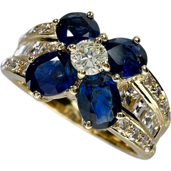 12号 サファイア 計1.48ct ダイヤモンド 計0.71ct リング・指輪 K18ゴールド 18金 6.1g レディース 【中古】【真子質店】【NN】 【IIIY】