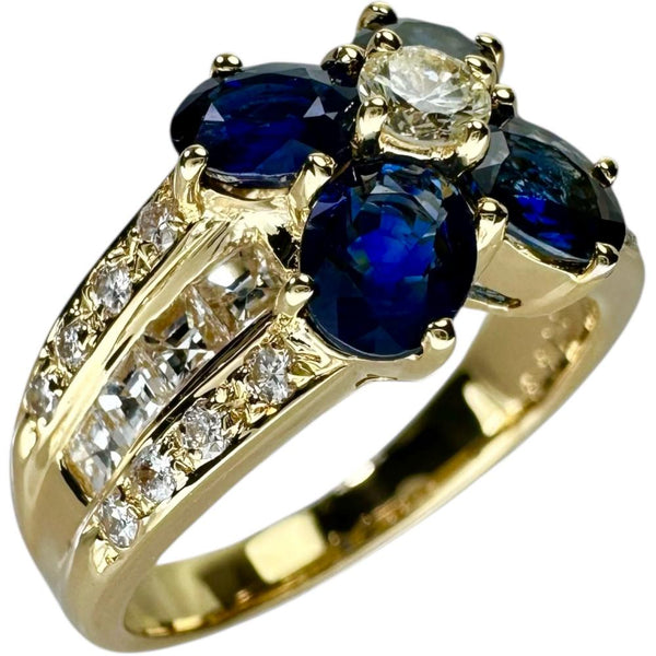12号 サファイア 計1.48ct ダイヤモンド 計0.71ct リング・指輪 K18ゴールド 18金 6.1g レディース 【中古】【真子質店】【NN】 【IIIY】