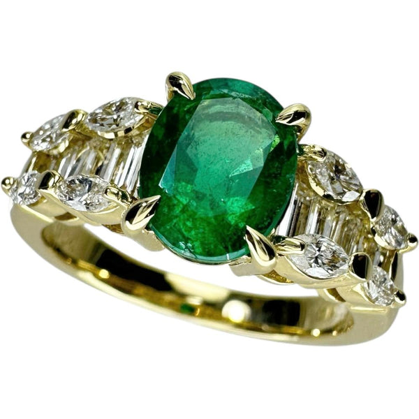 13号 エメラルド 1.232ct ダイヤモンド 0.84ct リング・指輪 K18ゴールド 18金 5.3g レディース 【中古】【真子質店】【NN】 【TMaIx】