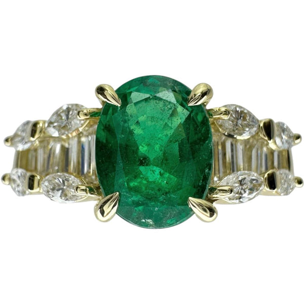 13号 エメラルド 1.232ct ダイヤモンド 0.84ct リング・指輪 K18ゴールド 18金 5.3g レディース 【中古】【真子質店】【NN】 【TMaIx】