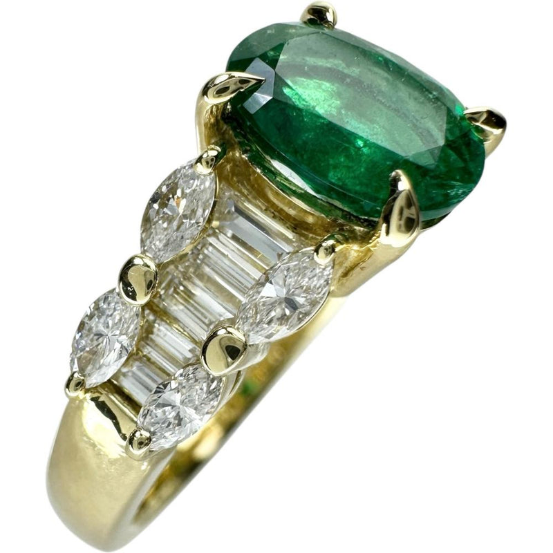 13号 エメラルド 1.232ct ダイヤモンド 0.84ct リング・指輪 K18ゴールド 18金 5.3g レディース 【中古】【真子質店】【NN】 【TMaIx】