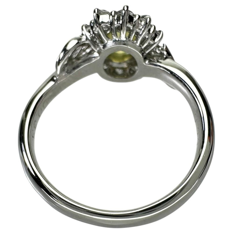 9号 クリソベリルキャッツアイ 0.99ct ダイヤモンド 0.33ct リング・指輪 Pt900プラチナ 5.4g レディース 【中古】【真子質店】【NN】 【DKS】
