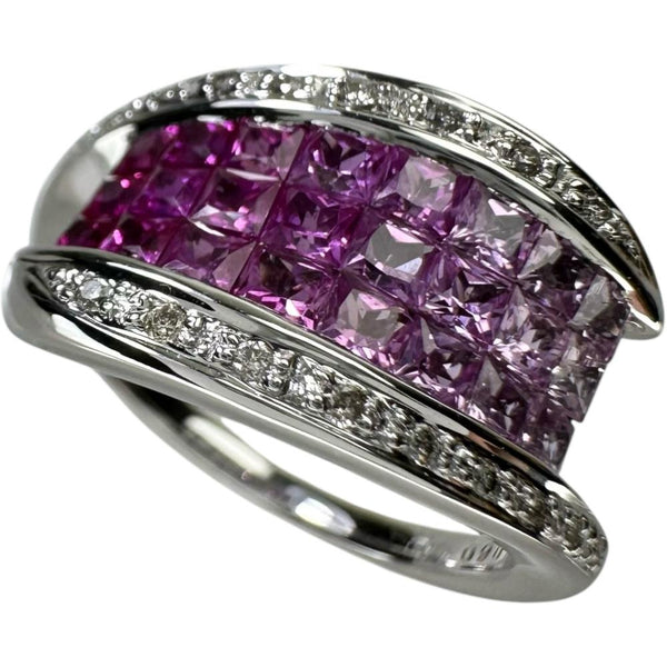 11号 ルビー 0.60ct サファイア 0.90ct ダイヤモンド 0.10ct リング・指輪 K18WGホワイトゴールド 18金 5.6g レディース 【中古】【真子質店】【NN】 【SxY】