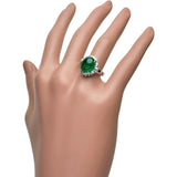 13号 カボションエメラルド 3.92ct ダイヤモンド 0.41ct リング・指輪 Pt900プラチナ 7.8g レディース 【中古】【真子質店】【NN】 【ITSMi】