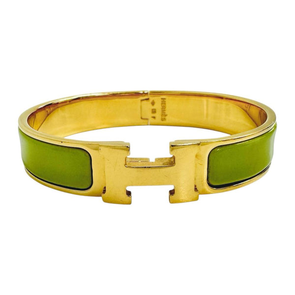 【HERMES/エルメス】 バングル クリッククラックPM GP 31.3g グリーン/ゴールド レディース 【中古】【真子質店】【GD】 【DTS】