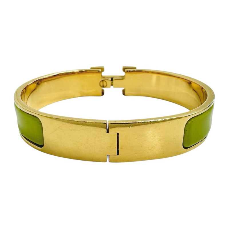 【HERMES/エルメス】 バングル クリッククラックPM GP 31.3g グリーン/ゴールド レディース 【中古】【真子質店】【GD】 【DTS】