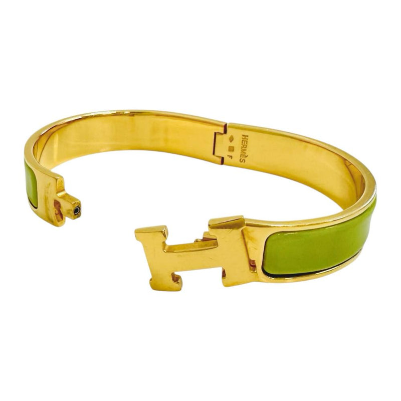 【HERMES/エルメス】 バングル クリッククラックPM GP 31.3g グリーン/ゴールド レディース 【中古】【真子質店】【GD】 【DTS】