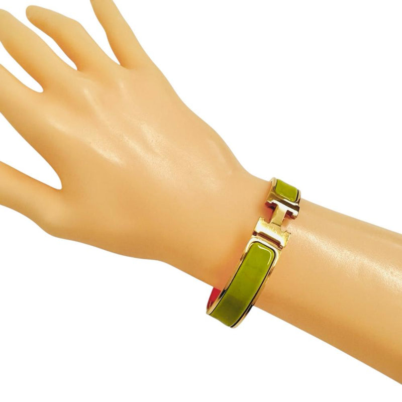 【HERMES/エルメス】 バングル クリッククラックPM GP 31.3g グリーン/ゴールド レディース 【中古】【真子質店】【GD】 【DTS】