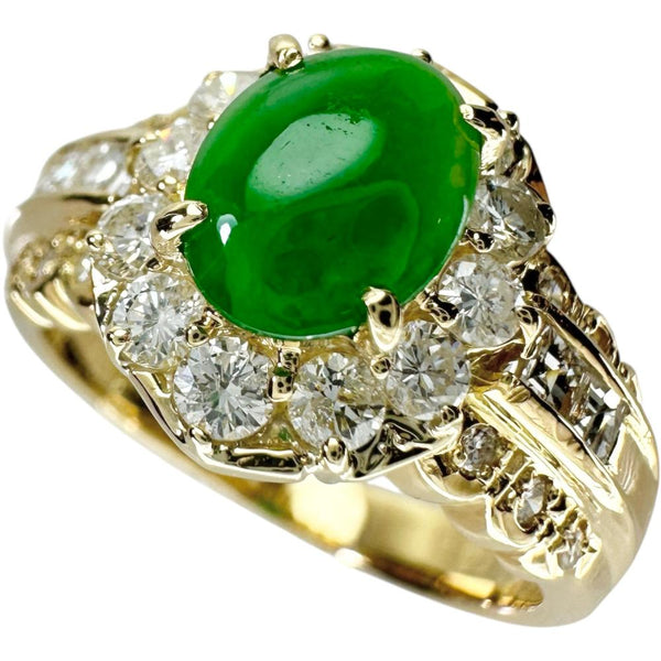 11号 ヒスイ/翡翠 0.72ct ダイヤモンド 0.63ct リング・指輪 K18ゴールド 18金 5.7g レディース 【中古】【真子質店】【NN】 【MiMix】