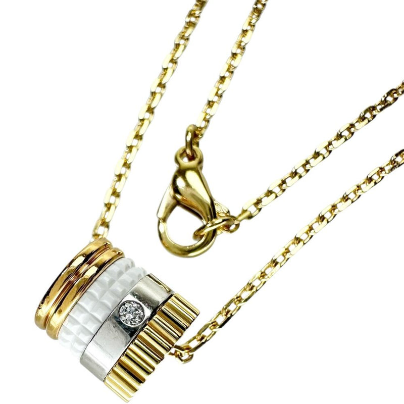 【Boucheron/ブシュロン】 ダイヤモンド ネックレス キャトルホワイト スモール 1Pダイヤ K18ゴールド 18金/セラミック 5.6g 45cm JPN00550 レディース 【中古】【真子質店】【BL】 【TDKMo】