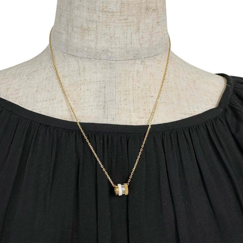 【Boucheron/ブシュロン】 ダイヤモンド ネックレス キャトルホワイト スモール 1Pダイヤ K18ゴールド 18金/セラミック 5.6g 45cm JPN00550 レディース 【中古】【真子質店】【BL】 【TDKMo】