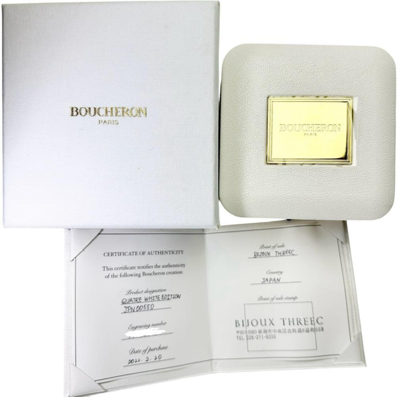 【Boucheron/ブシュロン】 ダイヤモンド ネックレス キャトルホワイト スモール 1Pダイヤ K18ゴールド 18金/セラミック 5.6g 45cm JPN00550 レディース 【中古】【真子質店】【BL】 【TDKMo】