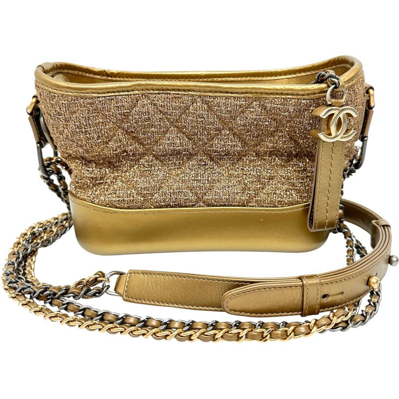 【CHANEL/シャネル】 ガブリエル ショルダーバッグ ツイード/レザー ゴールド/ゴールド＆シルバー金具 レディース【中古】【真子質店】【BL】 【IYxx】