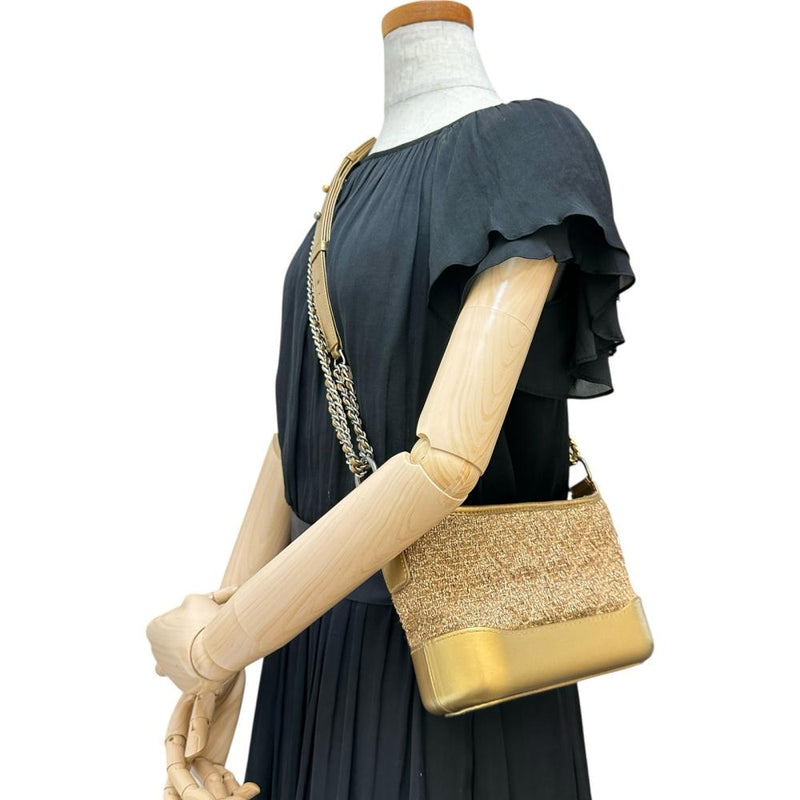 【CHANEL/シャネル】 ガブリエル ショルダーバッグ ツイード/レザー ゴールド/ゴールド＆シルバー金具 レディース【中古】【真子質店】【BL】 【IYxx】