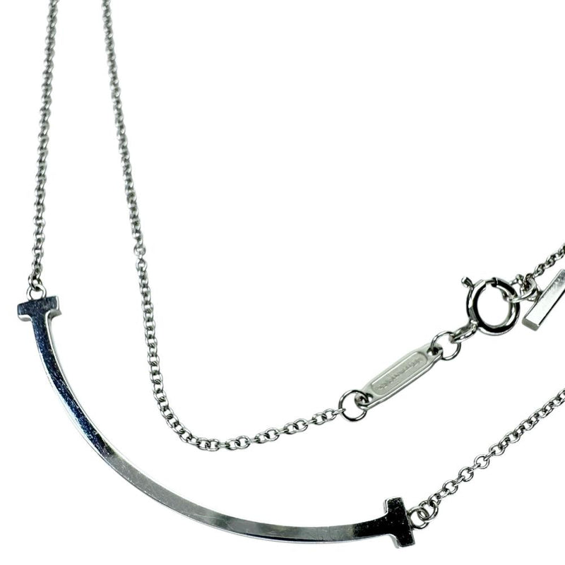 【TIFFANY&Co./ティファニー】 ネックレス Tスマイル スモール K18WGホワイトゴールド 18金 3.1g 45.5cm レディース 【中古】【真子質店】【GD】 【MiMix】