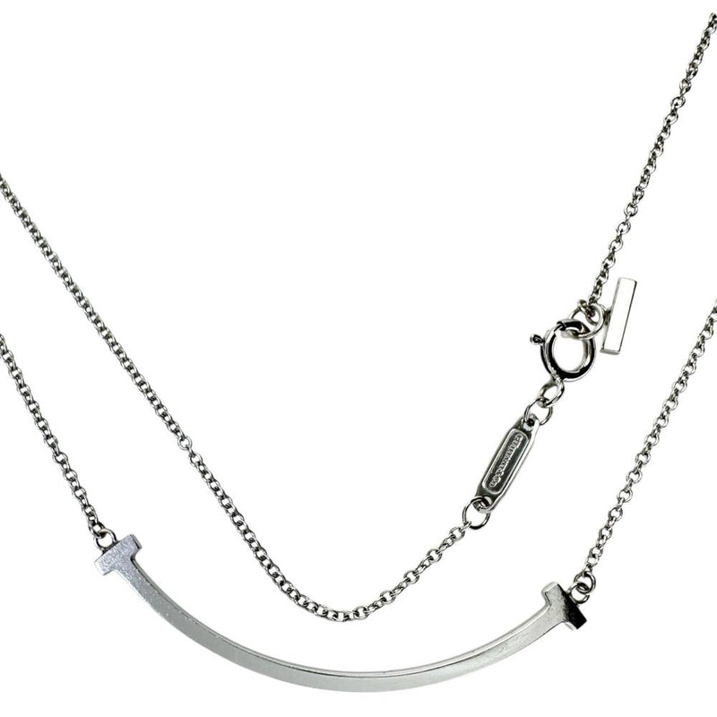 【TIFFANY&Co./ティファニー】 ネックレス Tスマイル スモール K18WGホワイトゴールド 18金 3.1g 45.5cm レディース 【中古】【真子質店】【GD】 【MiMix】