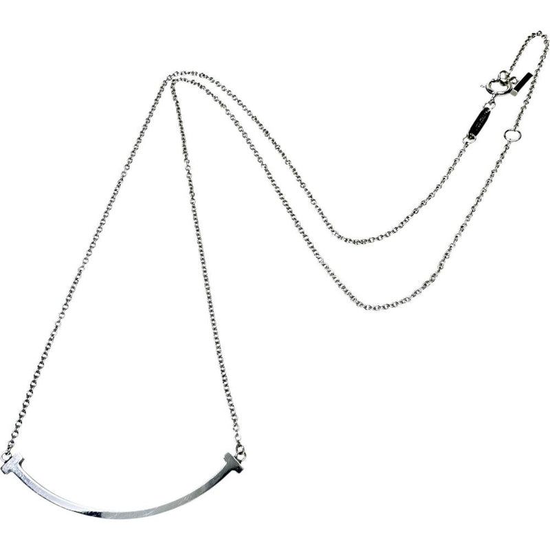 【TIFFANY&Co./ティファニー】 ネックレス Tスマイル スモール K18WGホワイトゴールド 18金 3.1g 45.5cm レディース 【中古】【真子質店】【GD】 【MiMix】