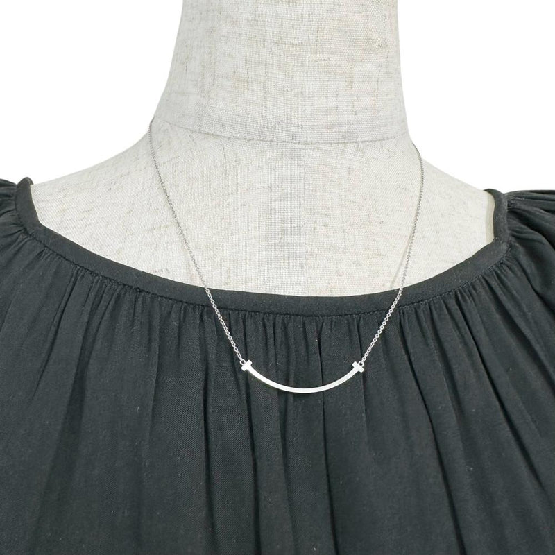 【TIFFANY&Co./ティファニー】 ネックレス Tスマイル スモール K18WGホワイトゴールド 18金 3.1g 45.5cm レディース 【中古】【真子質店】【GD】 【MiMix】